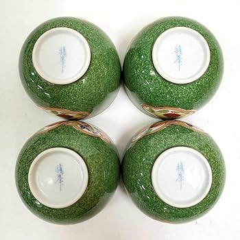 Amazon.co.jp: 有田焼 雅峯窯永泉作 蓋付き湯飲み 4客 丸盆 金彩